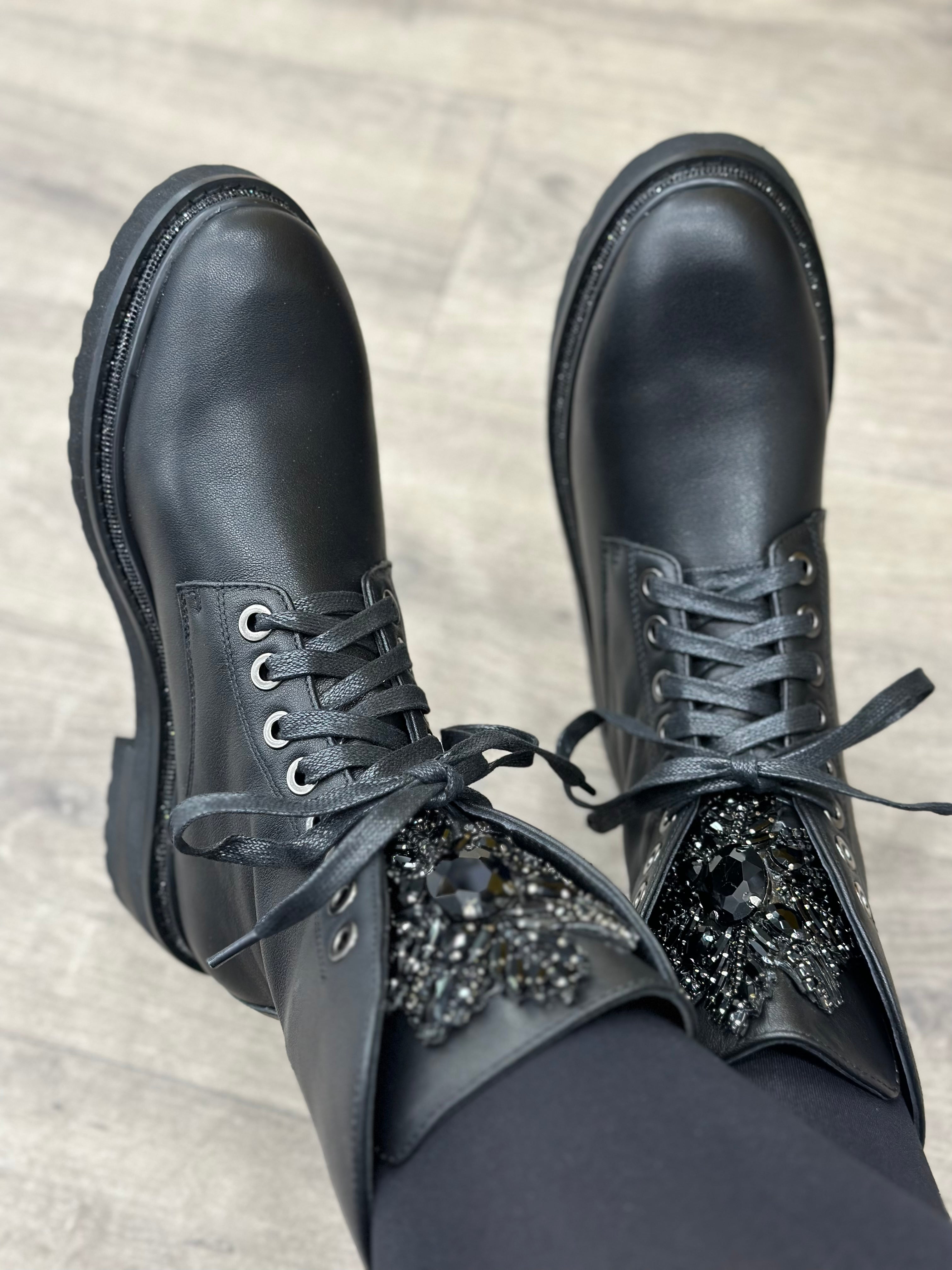 Alma Biker Boot - Women's Black Leather Motorcycle Boot with Buckle Detail - Shop Now!