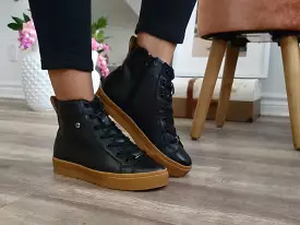 Black Leather High Top Sneaker