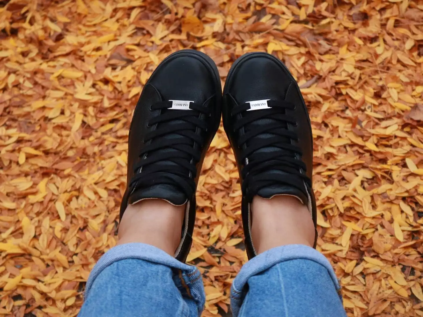 Black leather sneaker