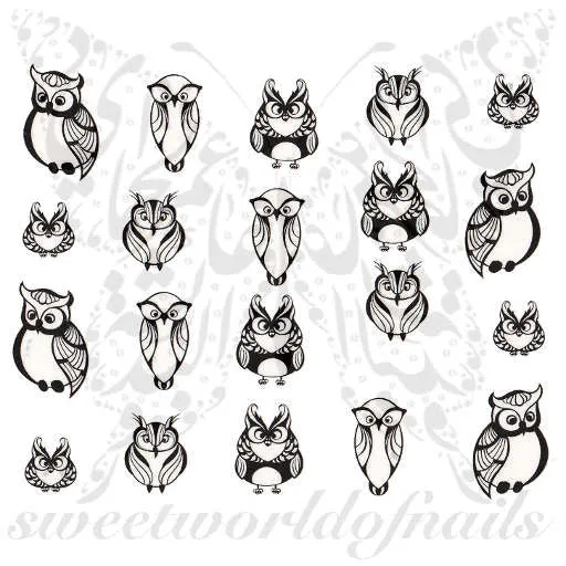 Black Owls Nail Art Nail Water Decals Water Slides