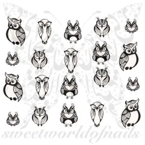 Black Owls Nail Art Nail Water Decals Water Slides