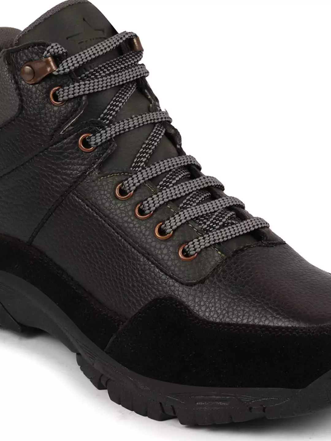 Black Suede Leather Hiking Boots - Ankle Top, Lace Up