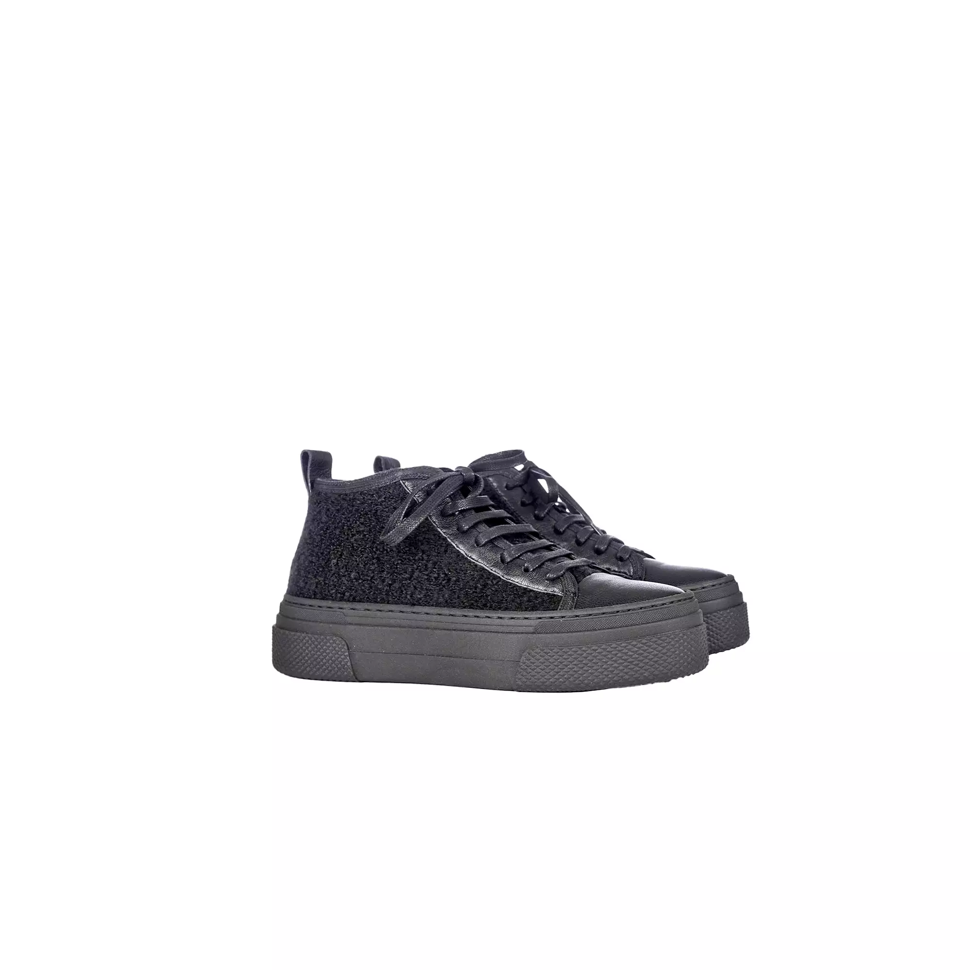 Black Wool Sneaker Bouclè