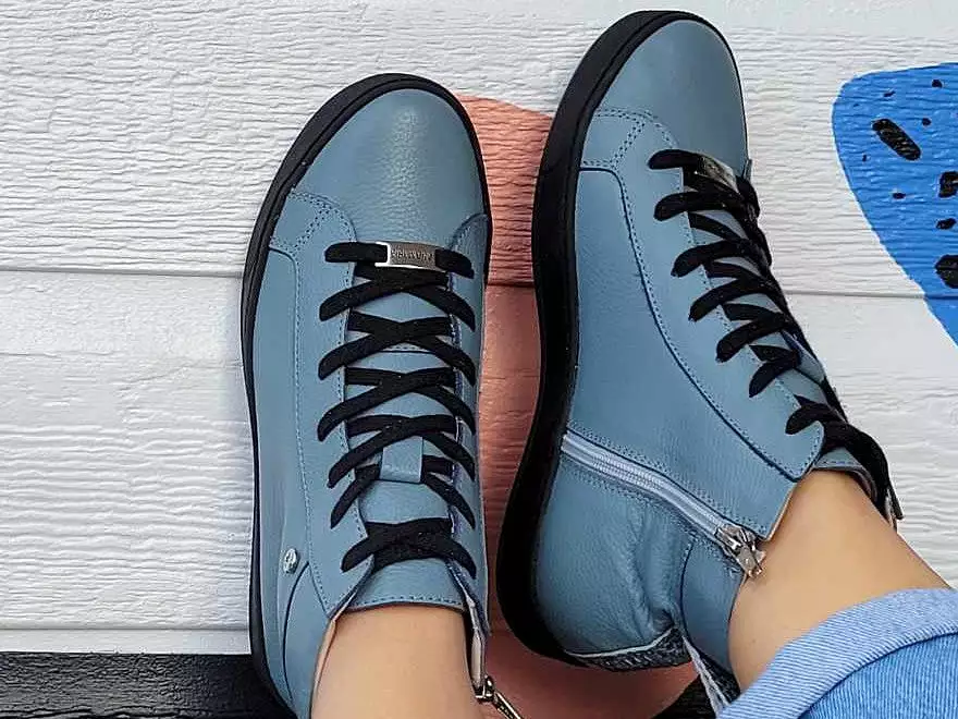 Blue Leather High Top Sneaker