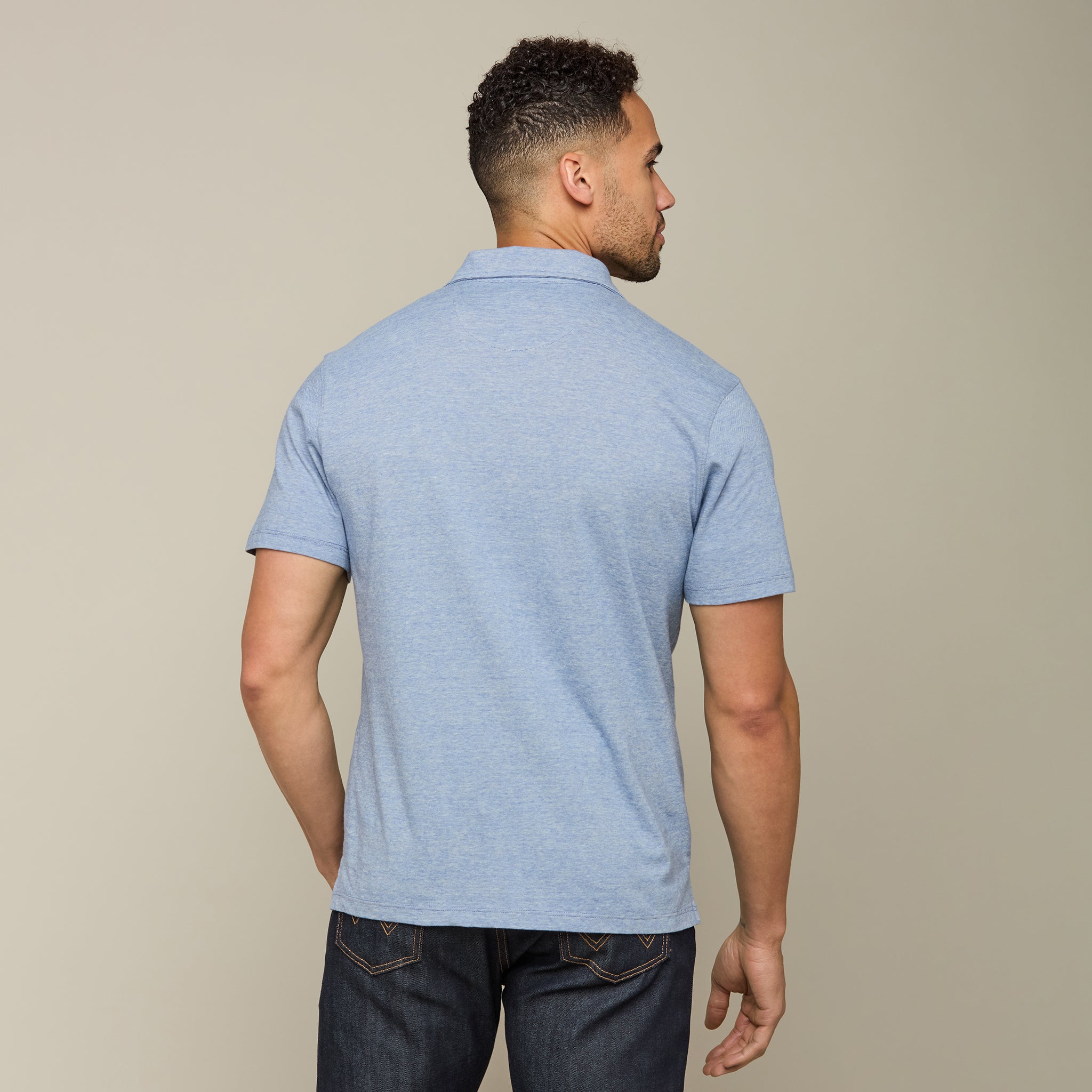 Blue Lucchese Pima Cotton Polo