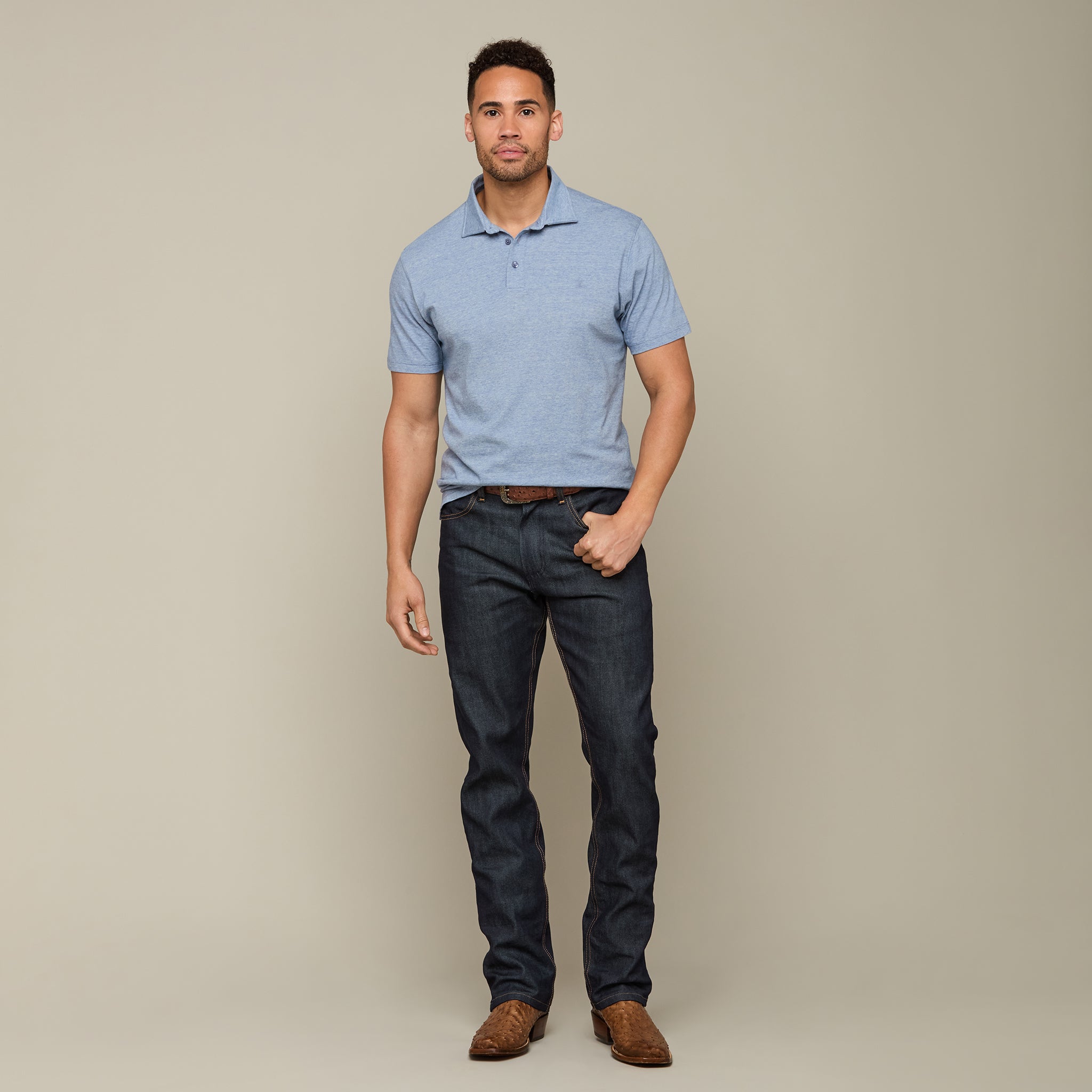 Blue Lucchese Pima Cotton Polo