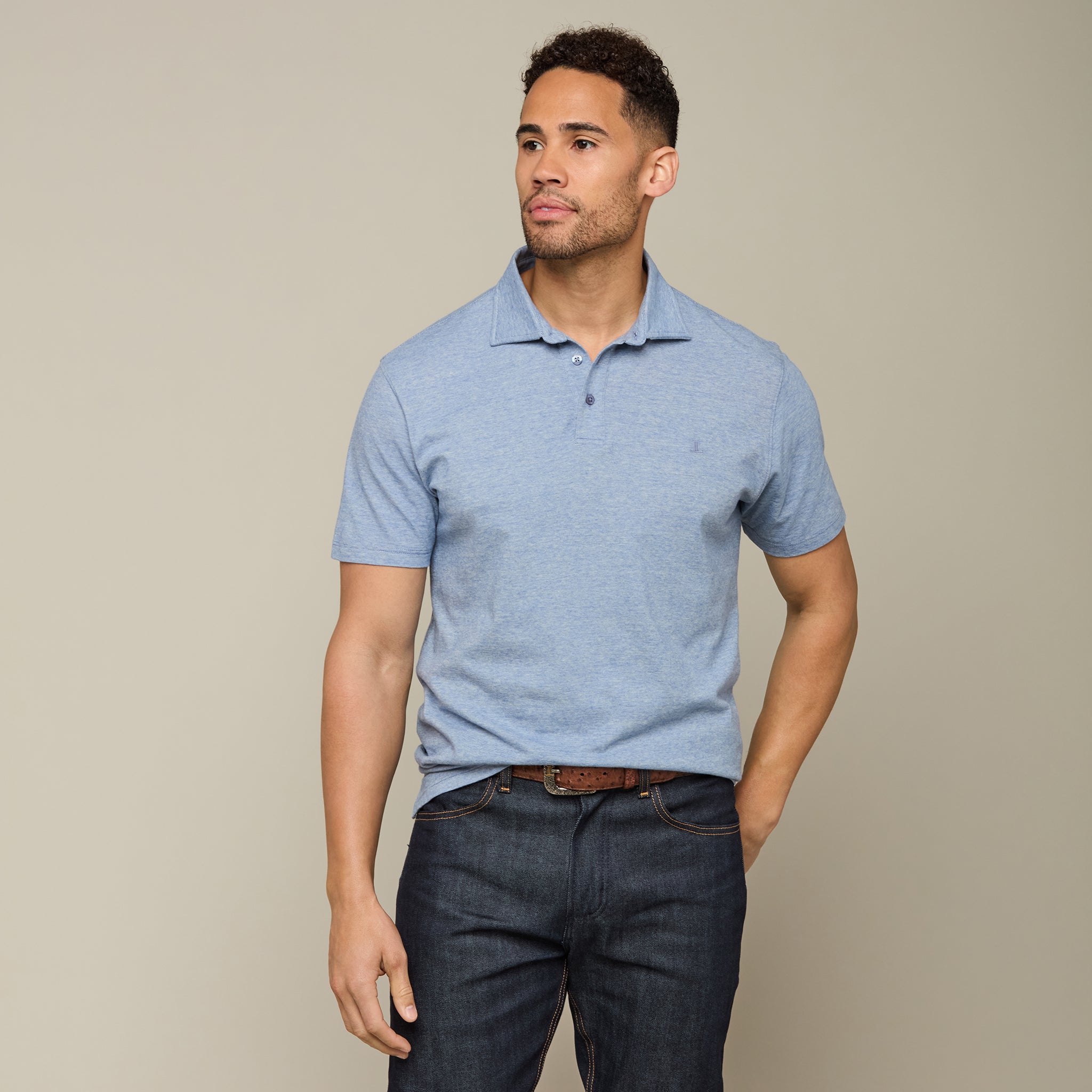 Blue Lucchese Pima Cotton Polo