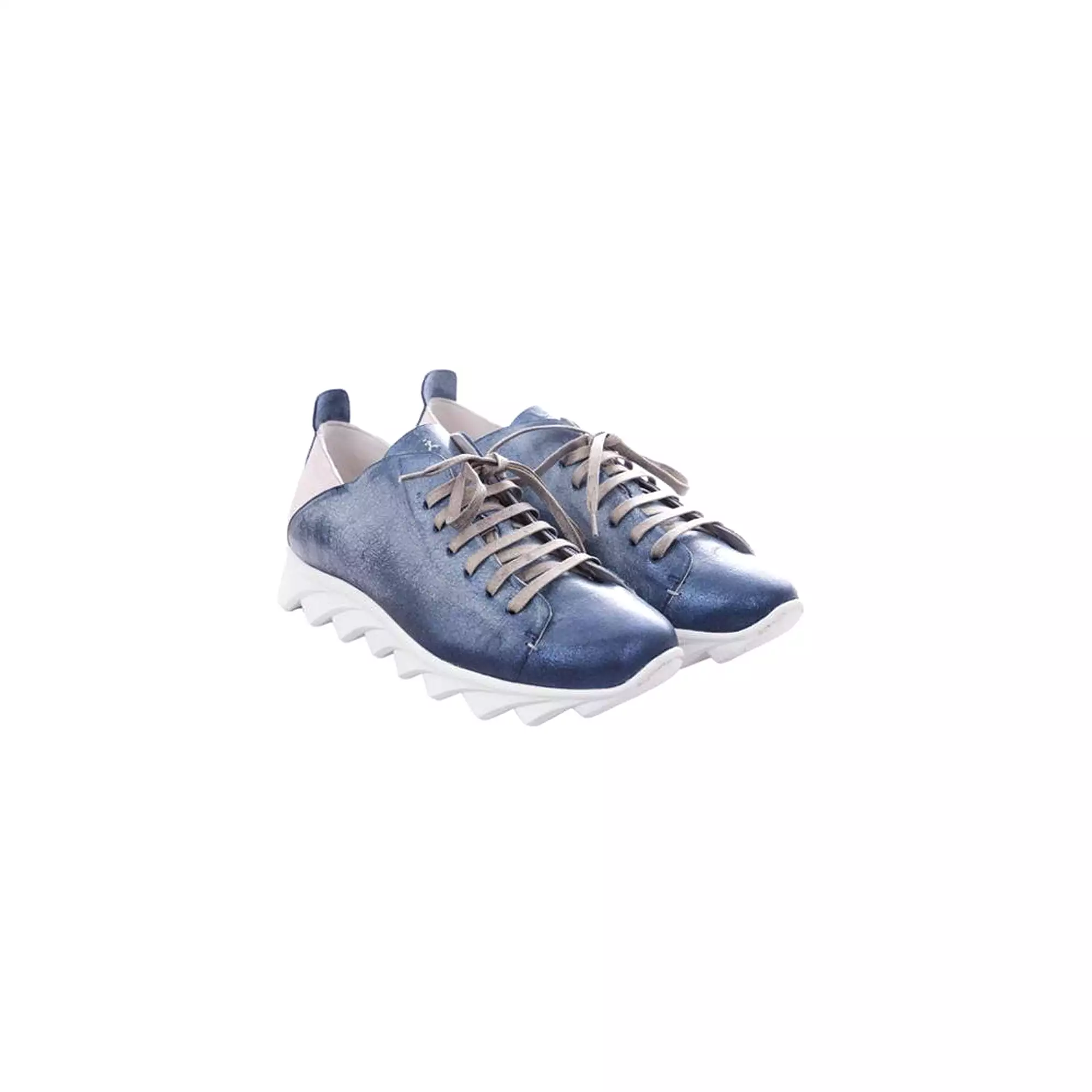 Blue Metal Sport Sneaker with Zig Zag Design