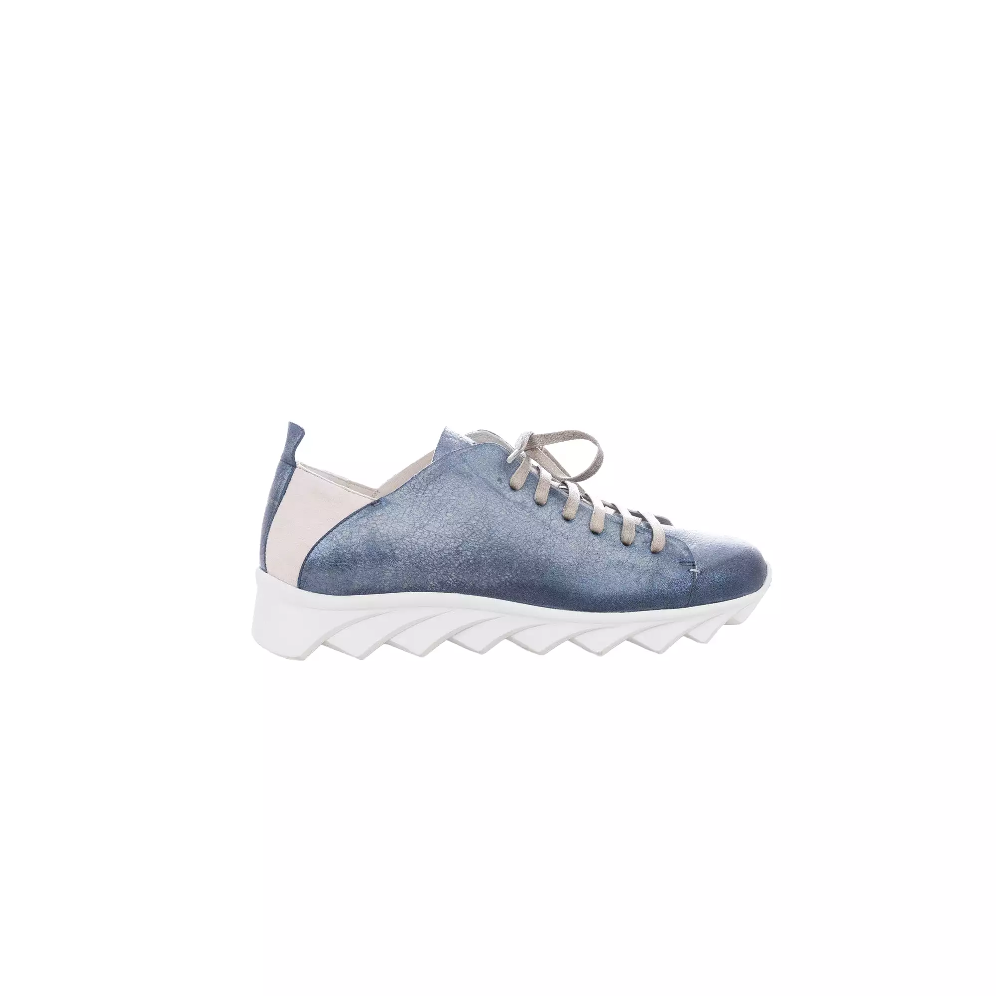 Blue Metal Sport Sneaker with Zig Zag Design