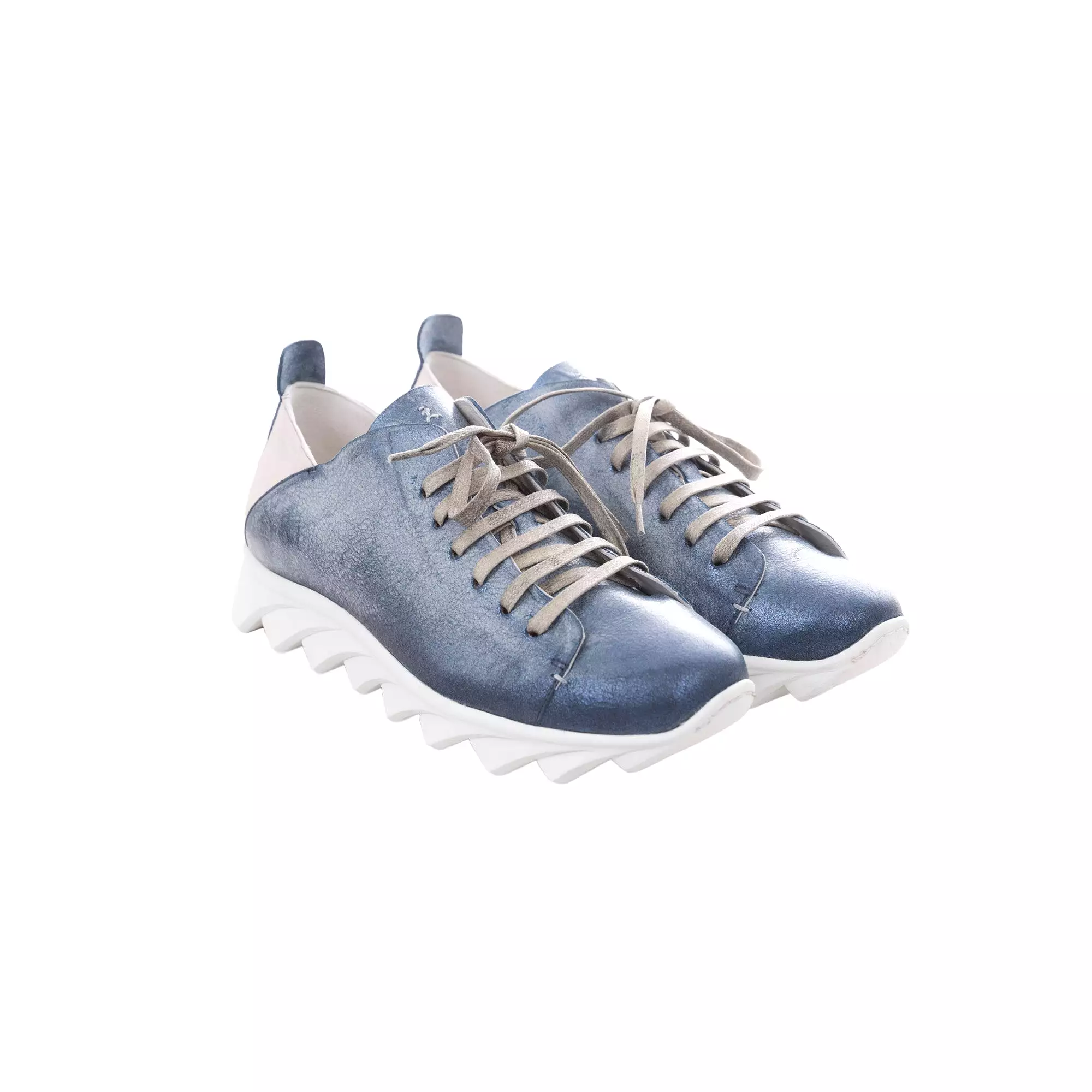 Blue Metal Sport Sneaker with Zig Zag Design