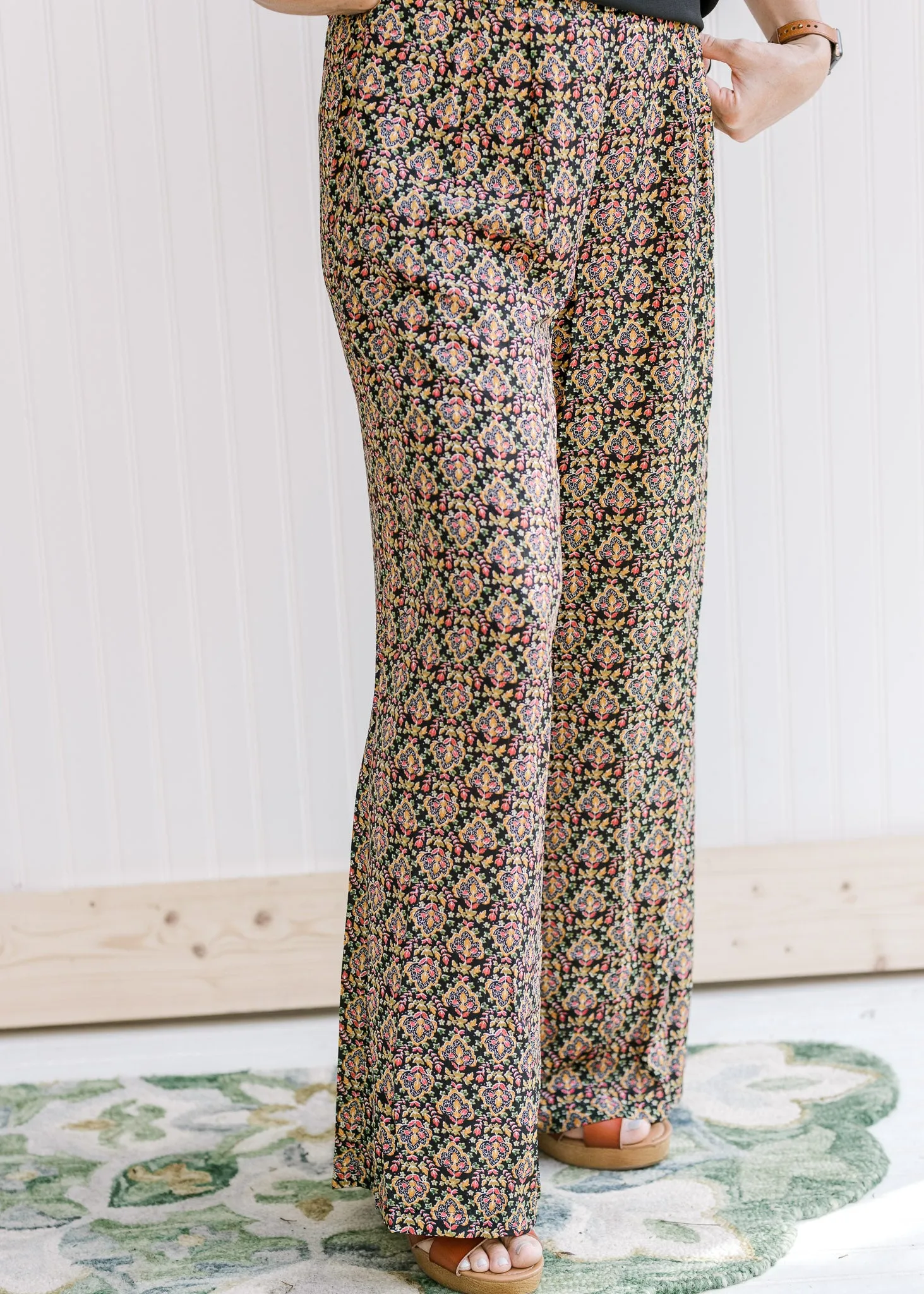 Bold Black Patterned Wide Leg Pant