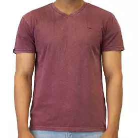 Brown Acid Wash V-Neck