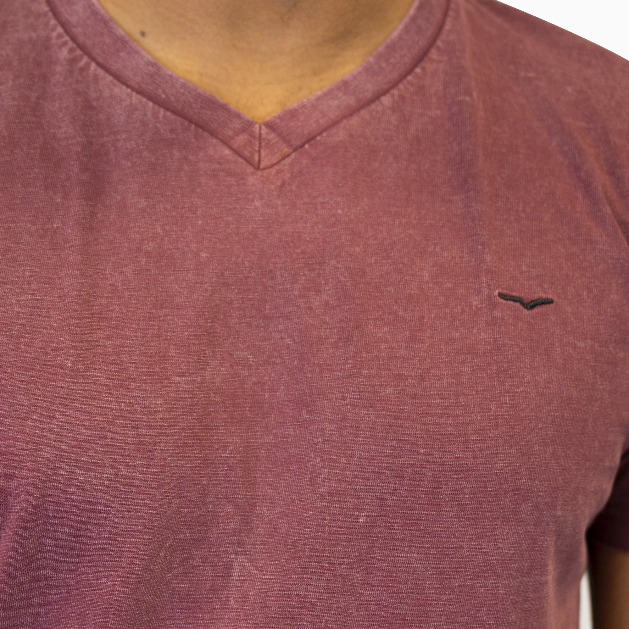 Brown Acid Wash V-Neck