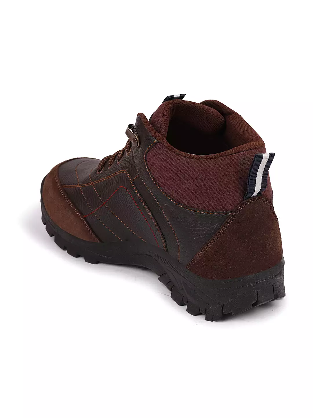 Brown Suede Leather Lace Up Ankle Boots with Anti-Skid Sole for Trekking and Hiking.