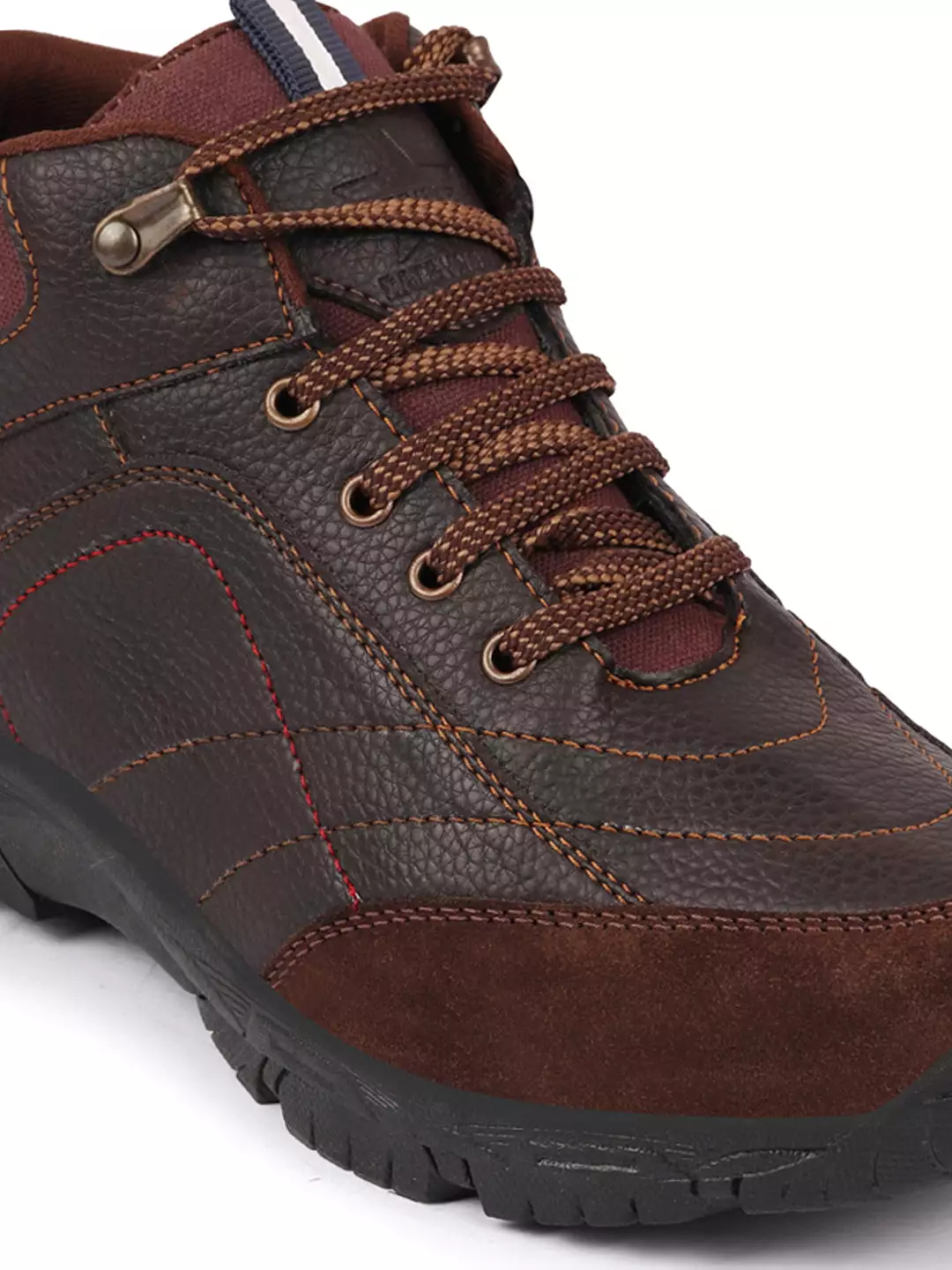 Brown Suede Leather Lace Up Ankle Boots with Anti-Skid Sole for Trekking and Hiking.