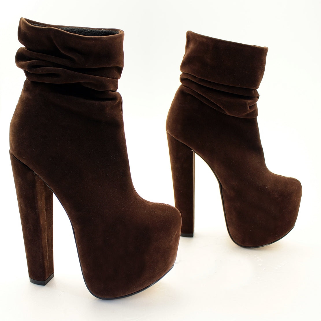 Brown Suede Platform Ankle Boots