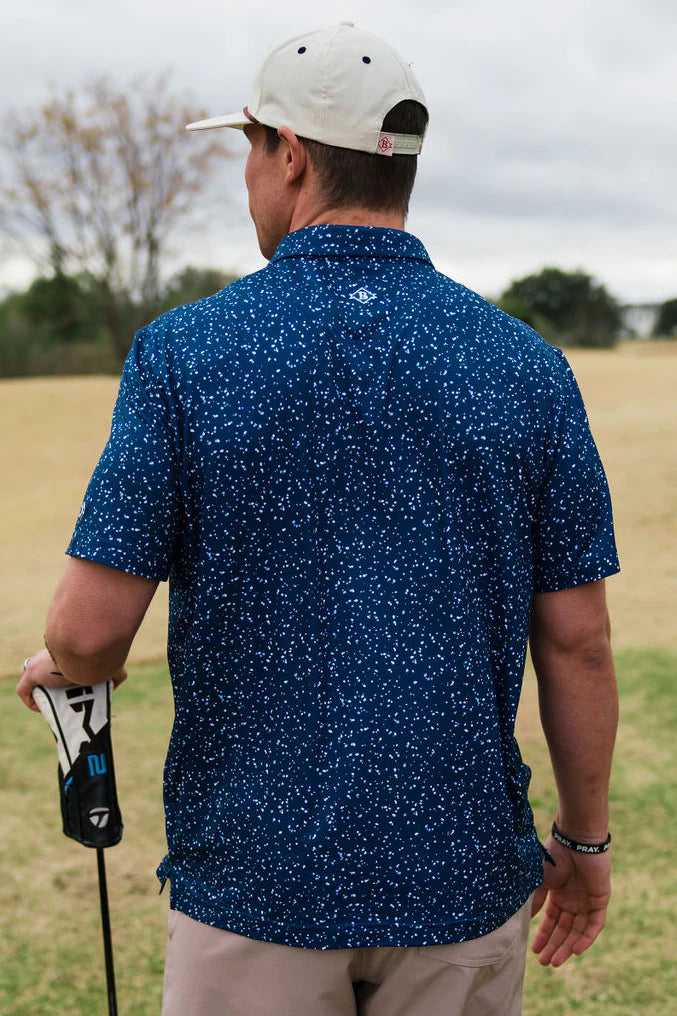 Burlebo Navy Speckled Performance Polo