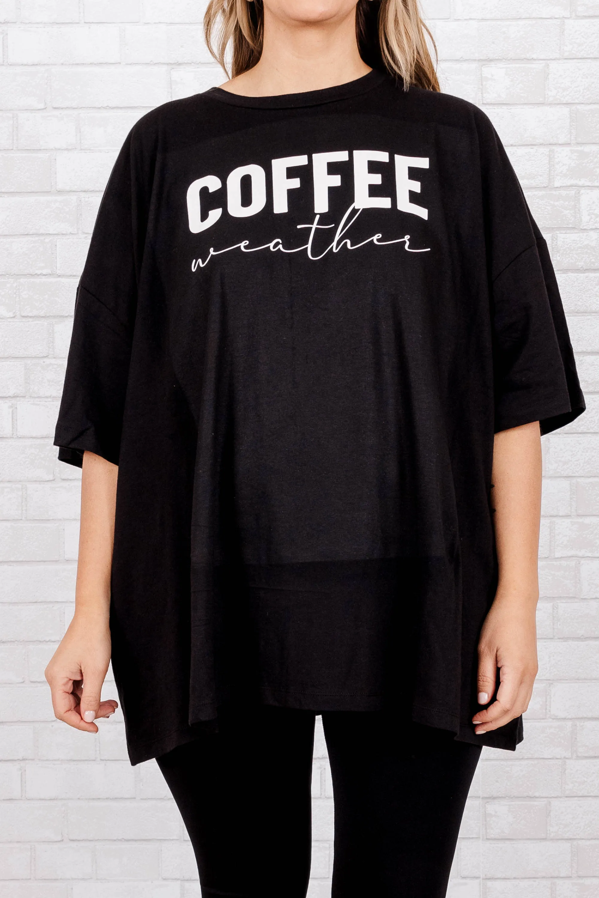 Coffee Weather Boyfriend Tshirt, Black