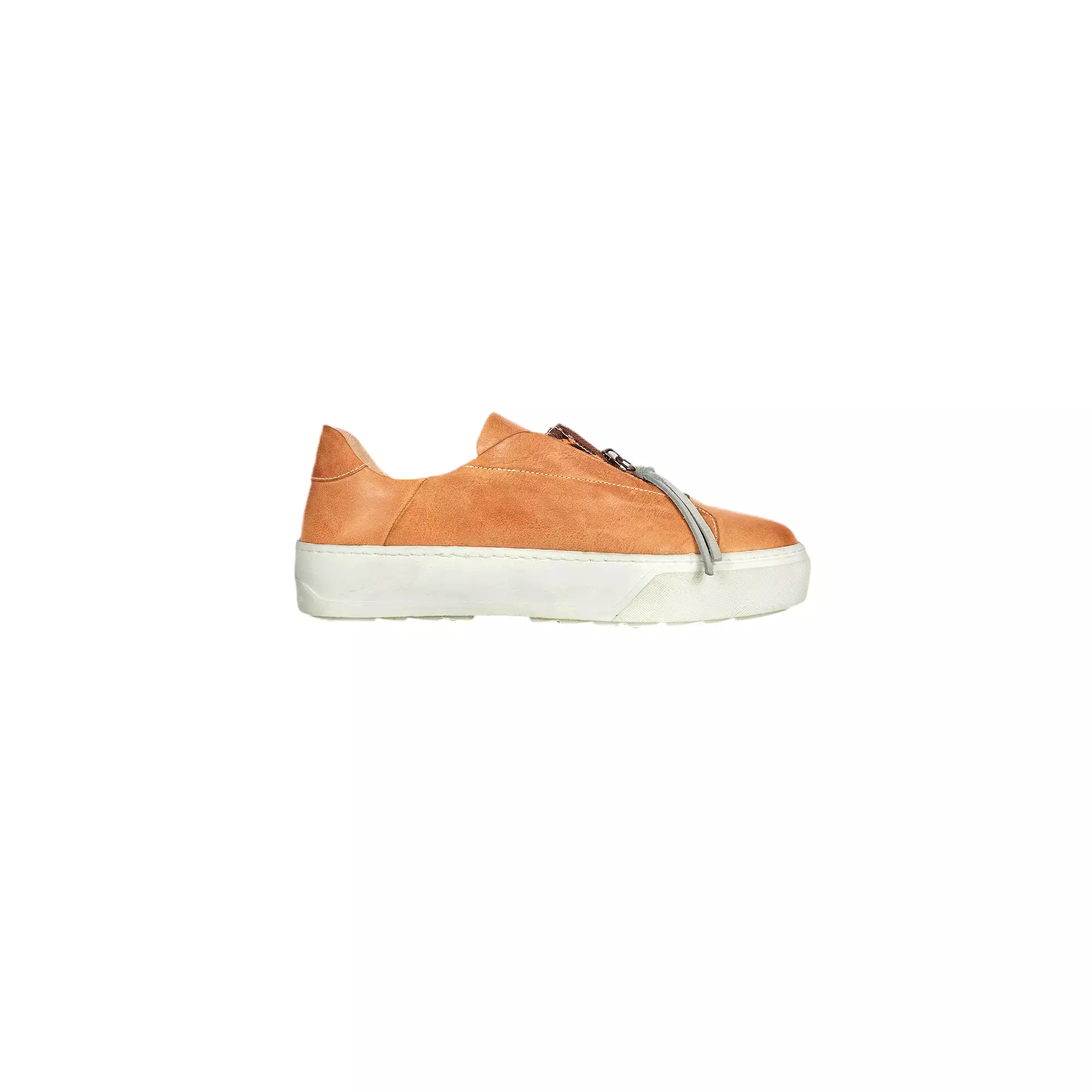 Cognac Sneaker with Bleached Zipper