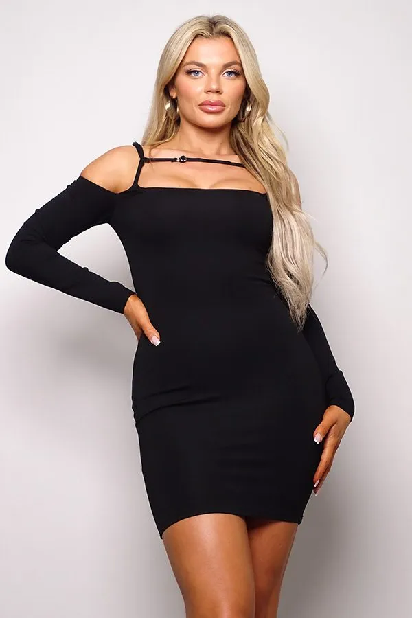 Cold Shoulder Long Sleeve Mini Dress