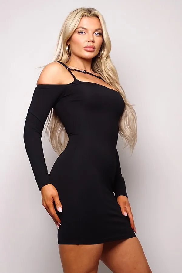 Cold Shoulder Long Sleeve Mini Dress