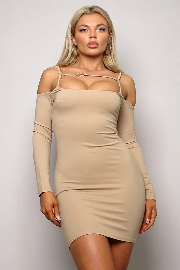 Cold Shoulder Long Sleeve Mini Dress