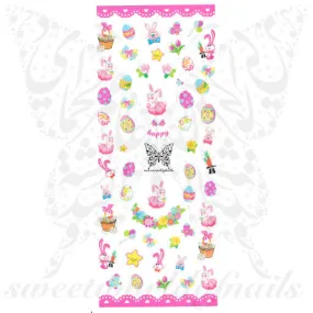 Easter Nail Art Bunny Egg Flowers Spring Flowers Water Decals Nail Transfers Wraps