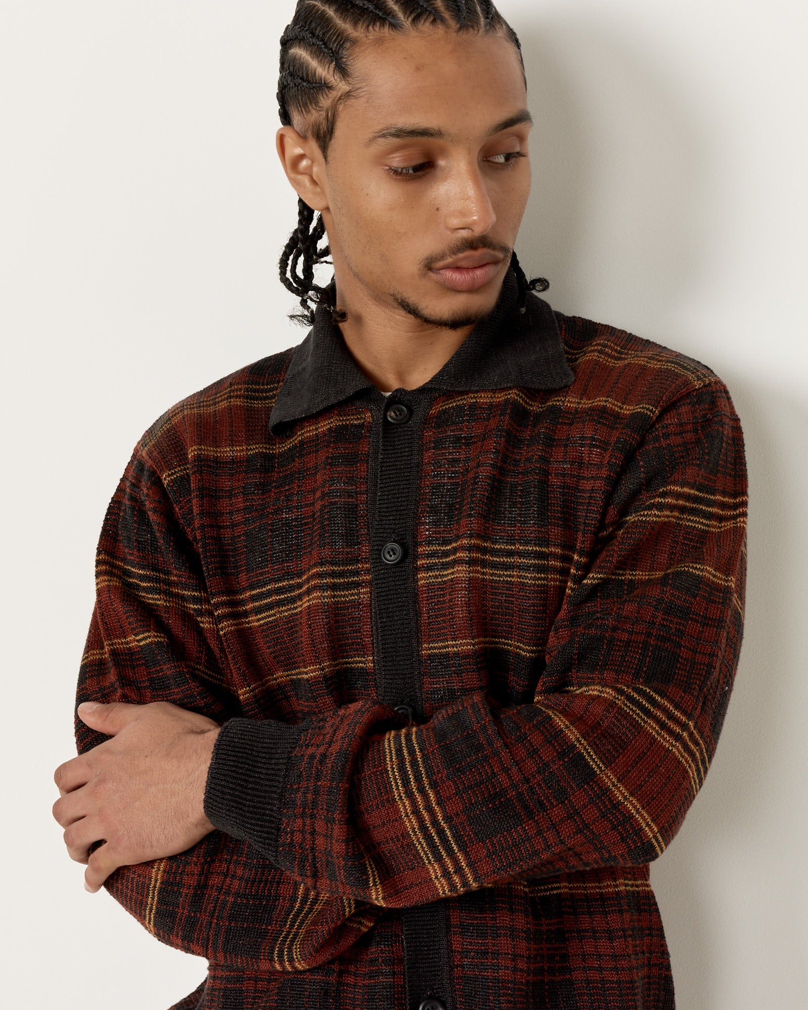 Evening Polo in Rust Geezer Check: Polo Shirts for Men in a Rustic Style.