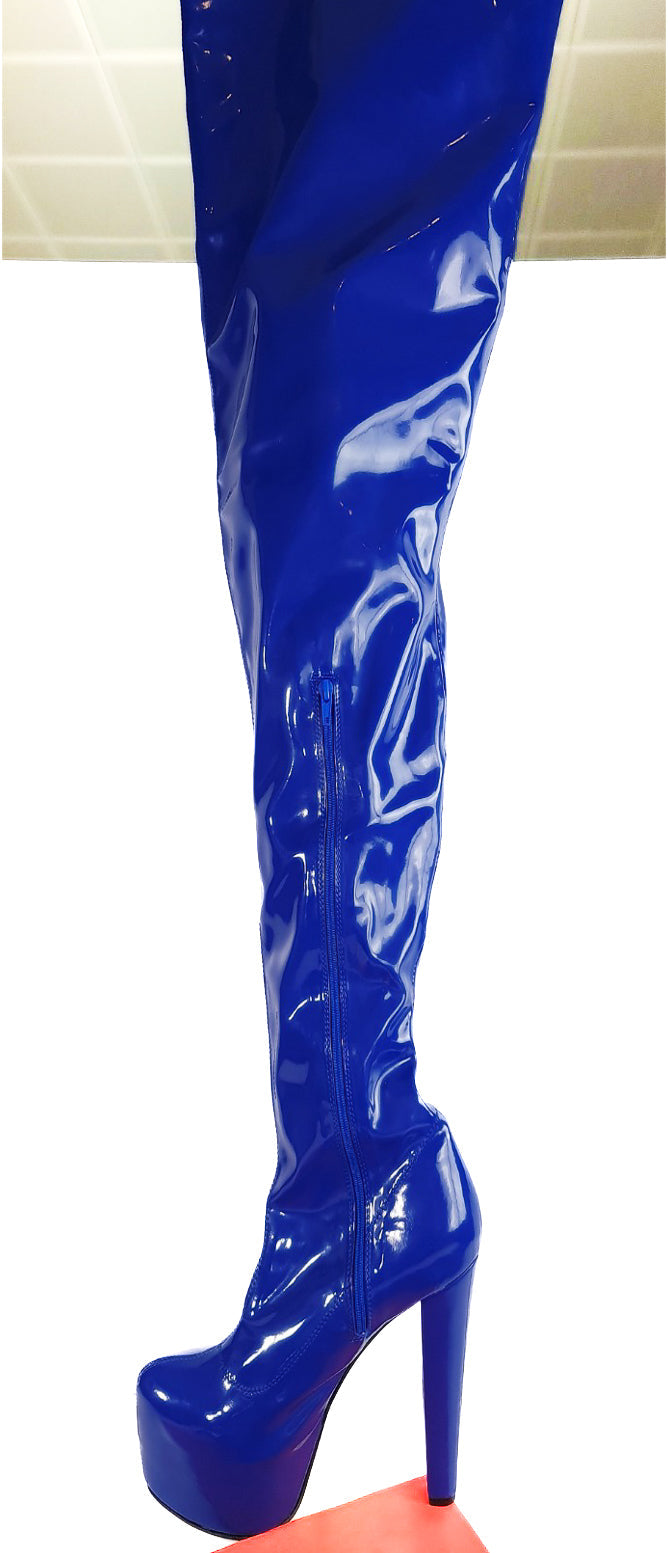 Extra Long Blue Gloss Boots