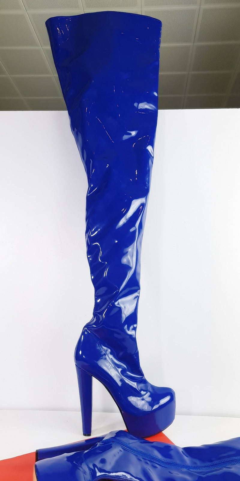 Extra Long Blue Gloss Boots