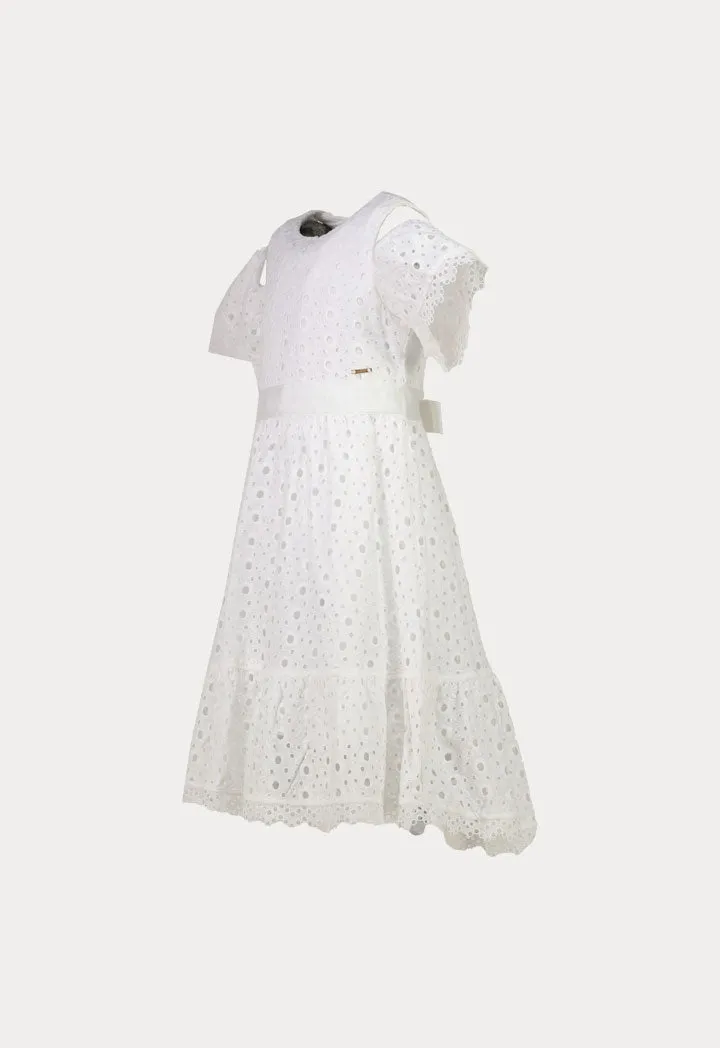 Eyelet Embroidered Cold Shoulder Dress