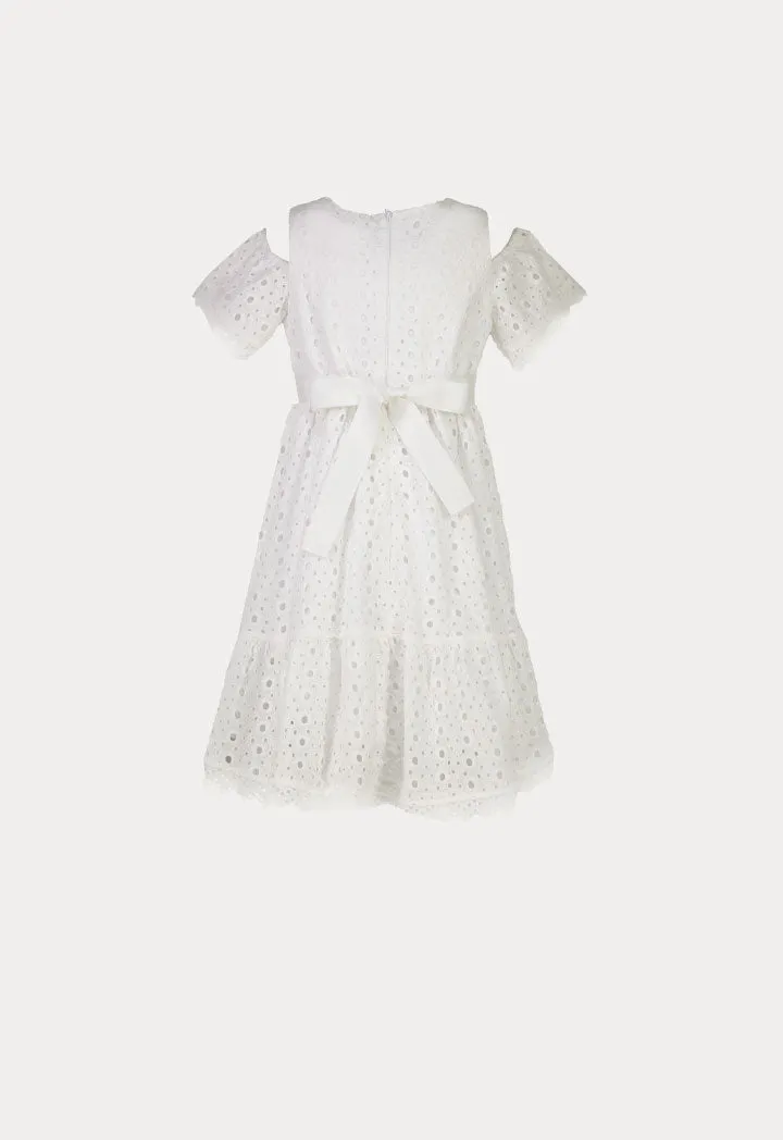 Eyelet Embroidered Cold Shoulder Dress