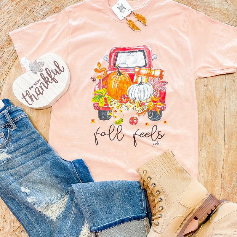 Fall Soft Peach Graphic T-Shirt