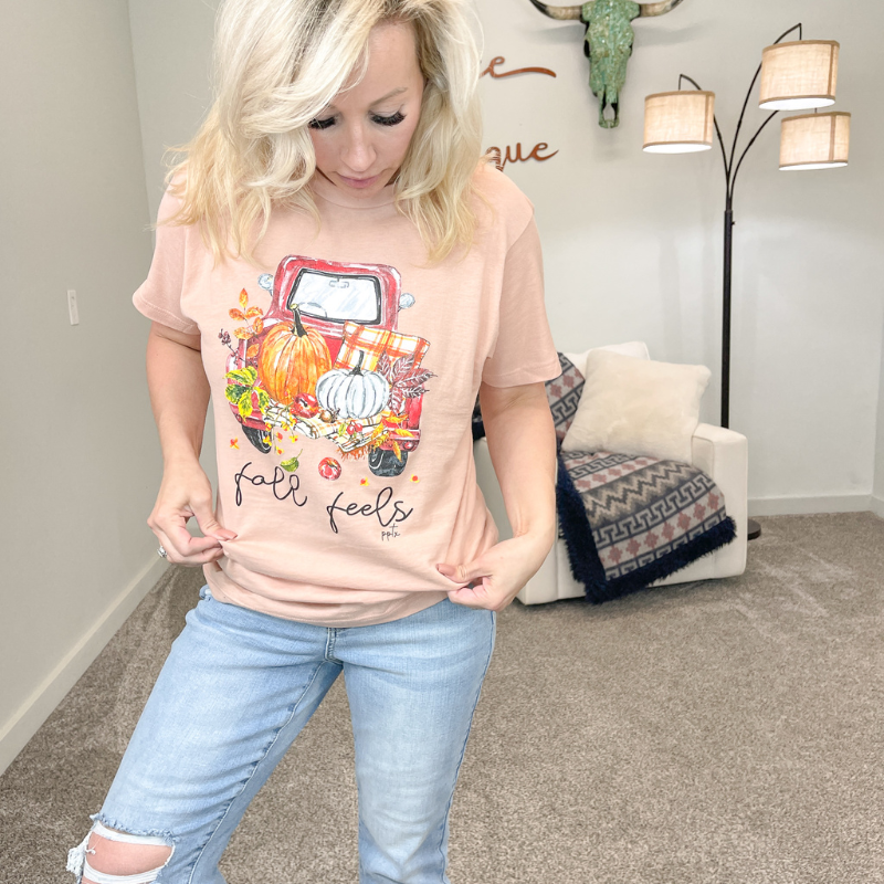 Fall Soft Peach Graphic T-Shirt