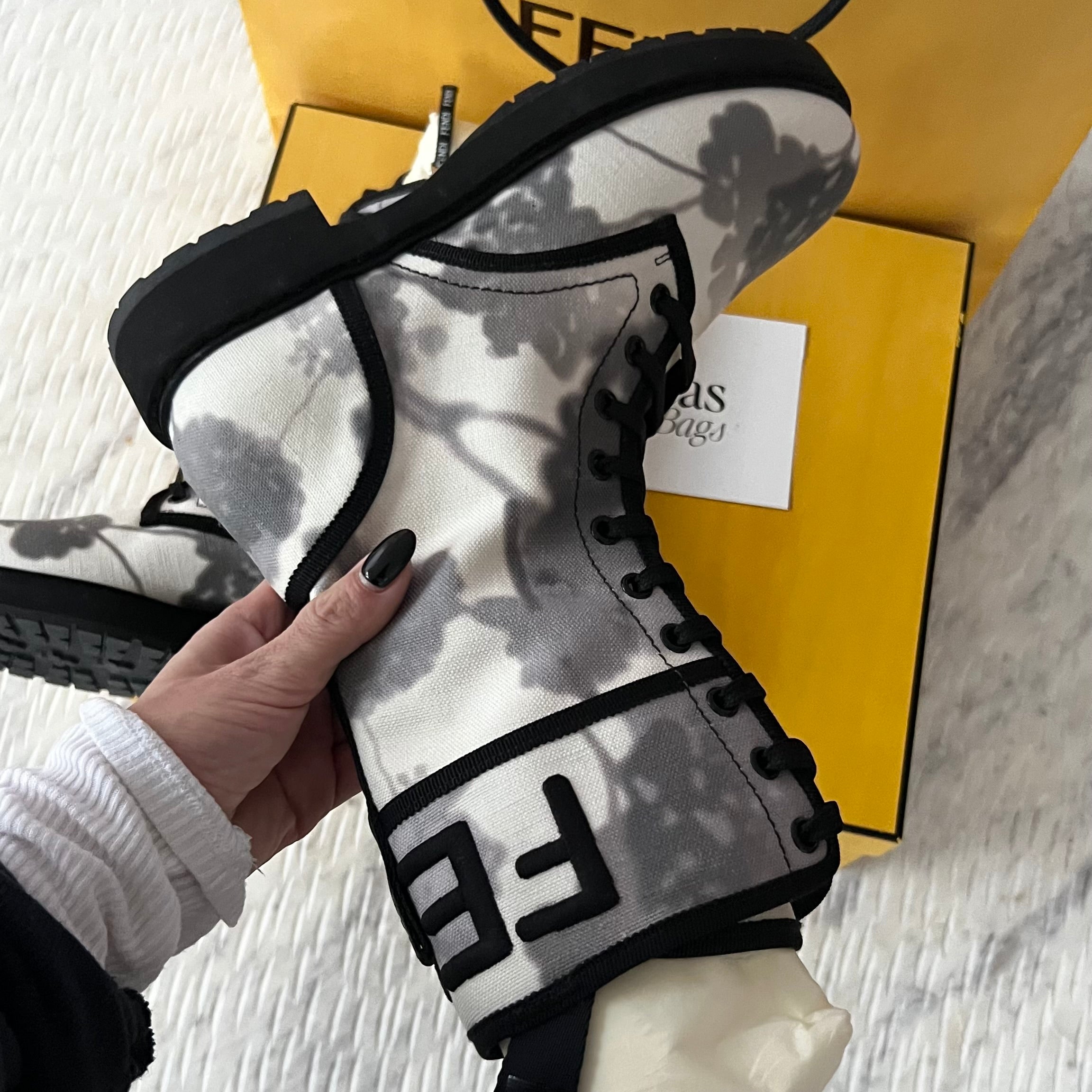 Fendi Gray Canvas Motorcycle Boots