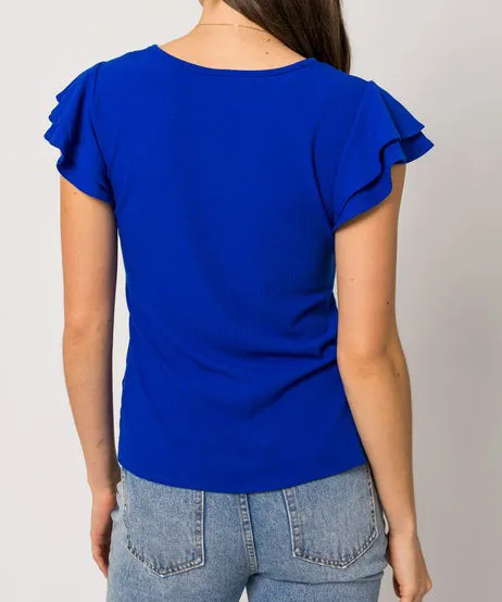 Flowy Sleeve Blouse - Deep Blue