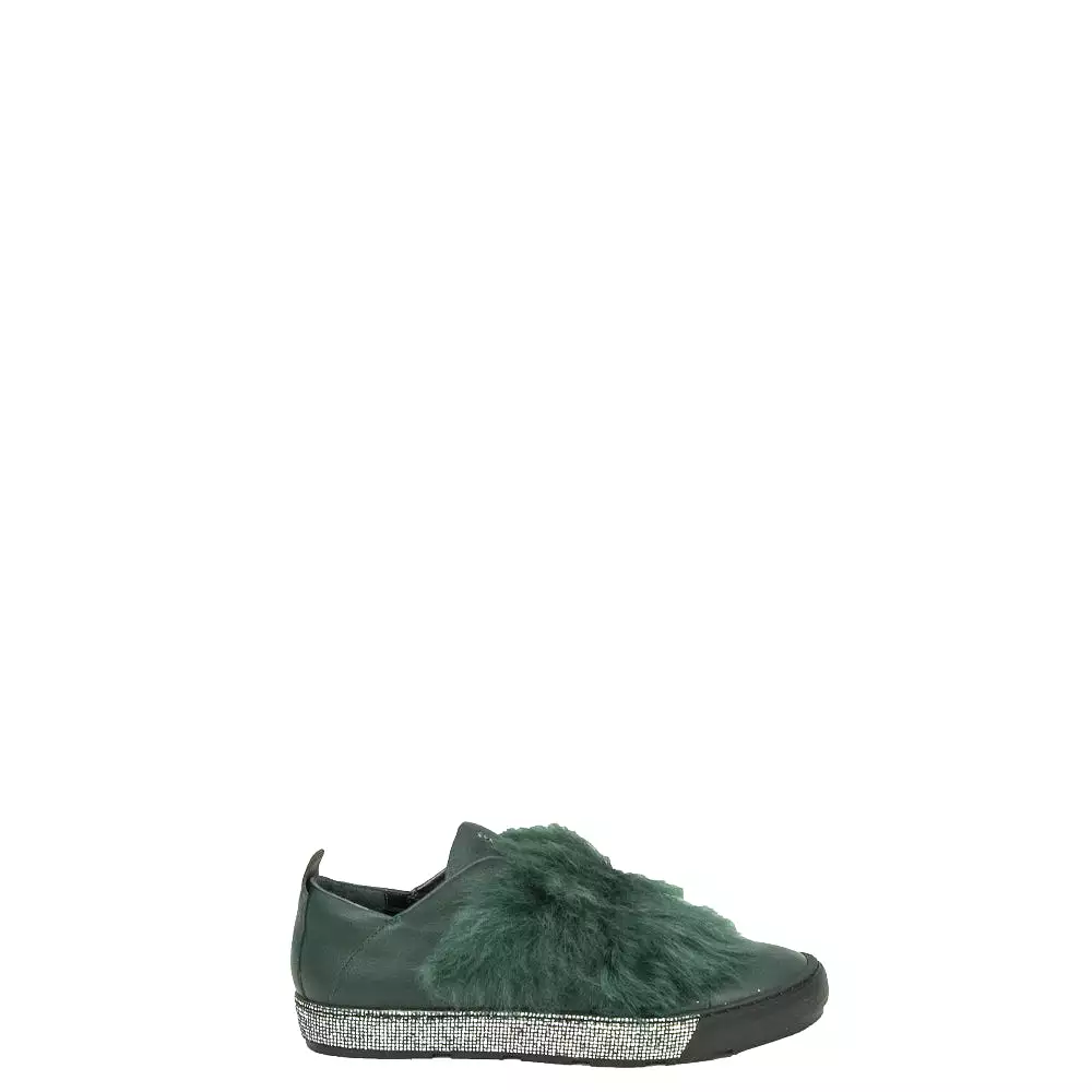 Forest Green Nappa Fur Sneakers