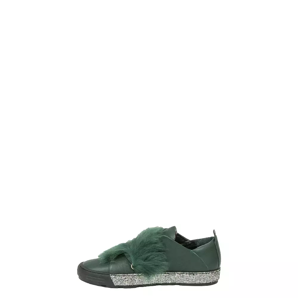 Forest Green Nappa Fur Sneakers