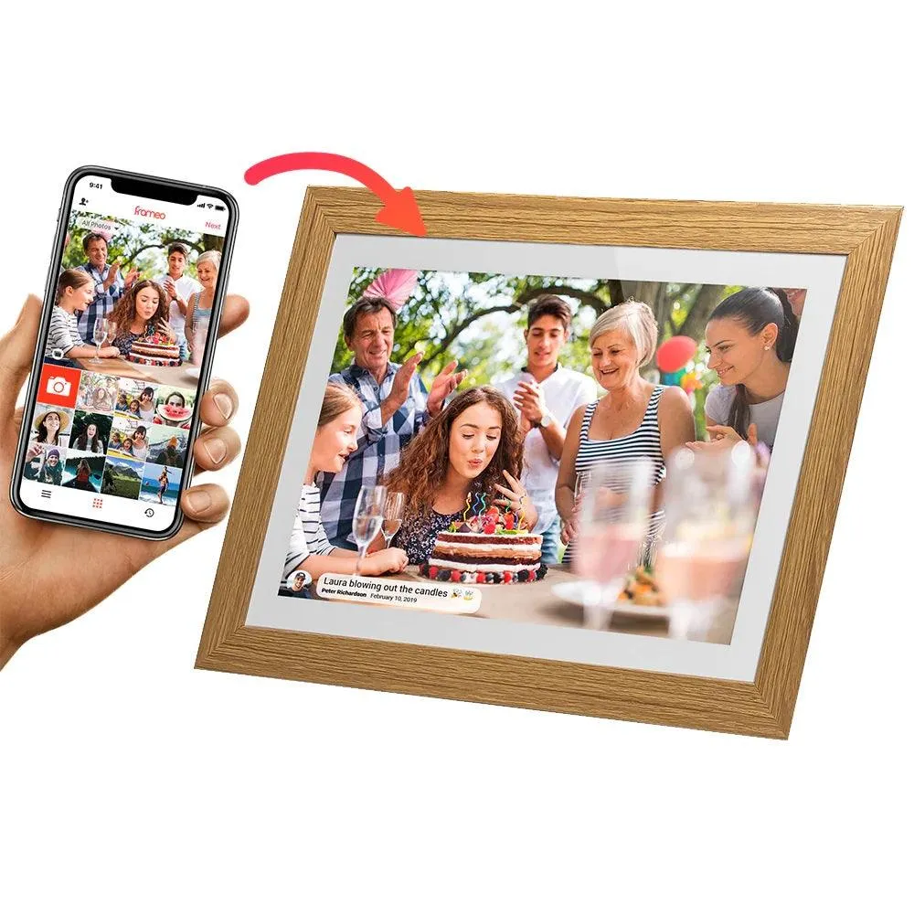 Frameo 7 Smart WiFi Digital Photo Video Frame White Oak