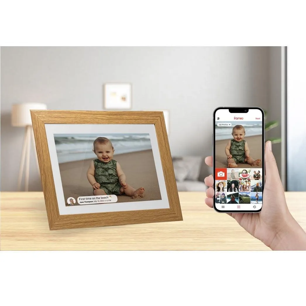 Frameo 7 Smart WiFi Digital Photo Video Frame White Oak