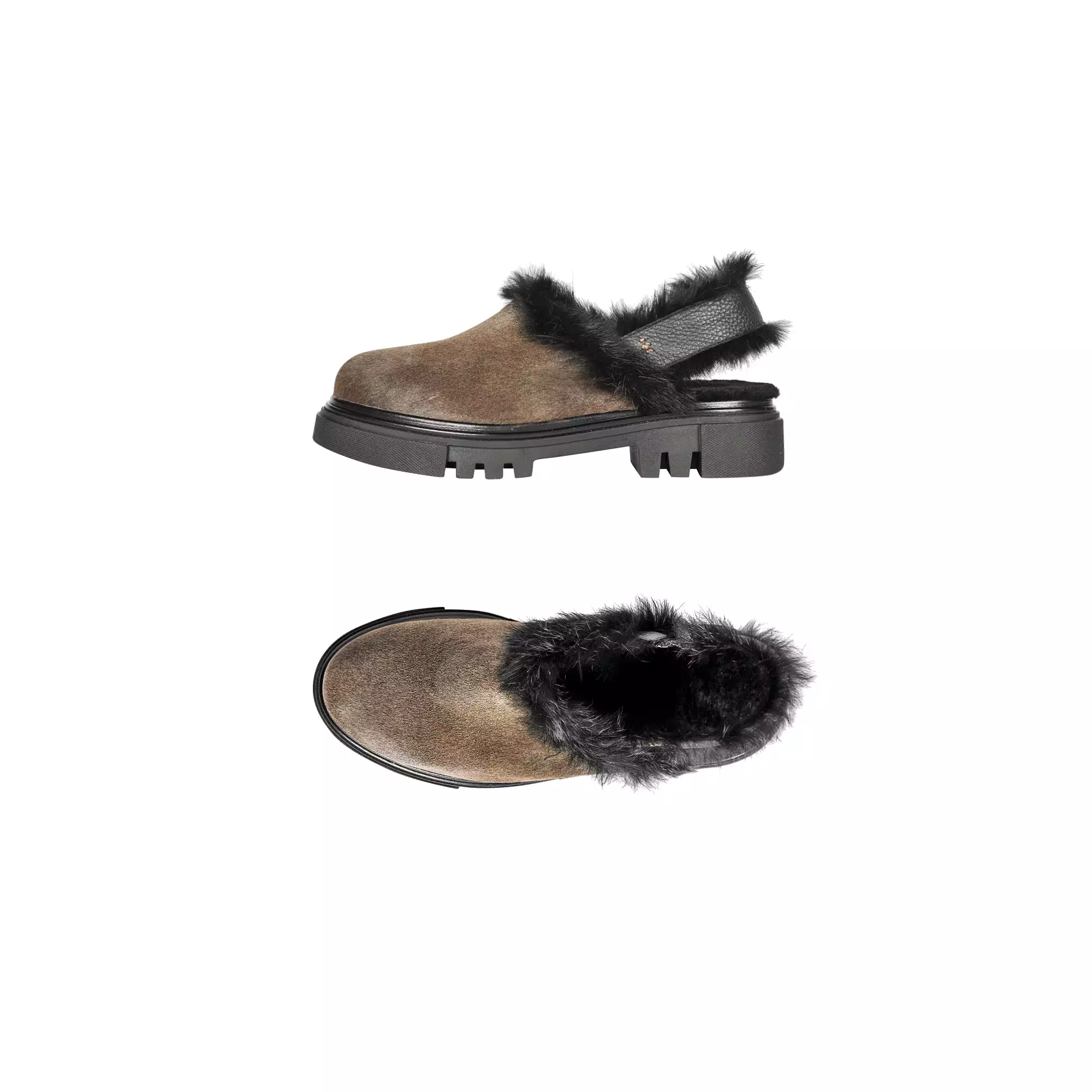 Furry Olive Green Pony Clogs