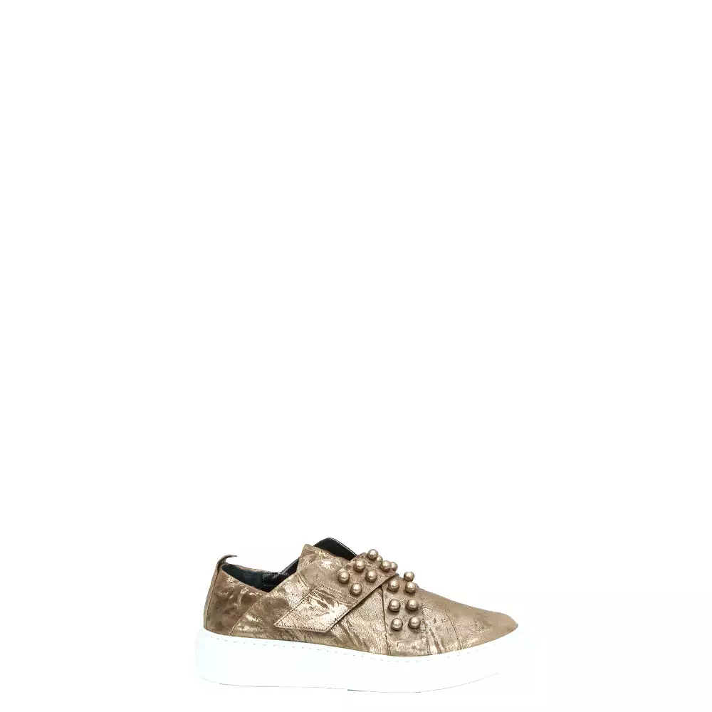 Gold metal wash sneaker