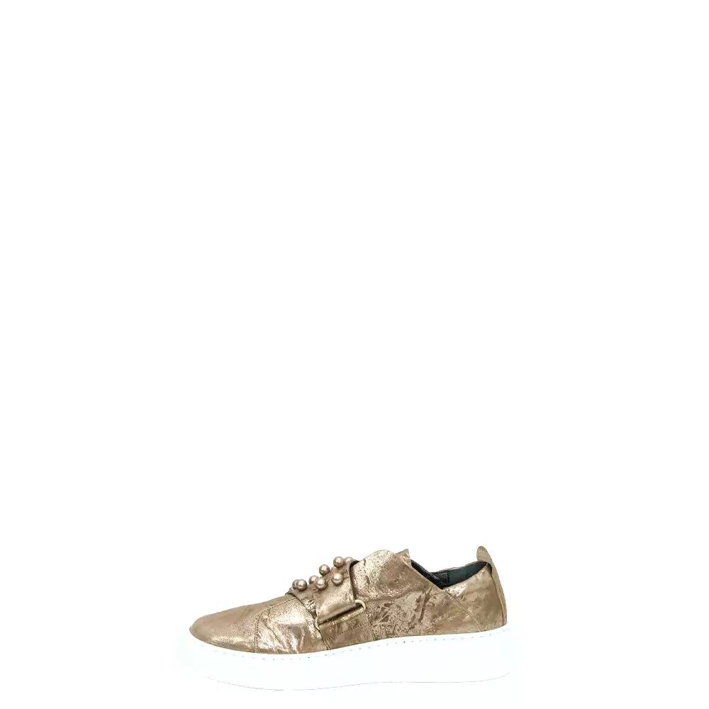 Gold metal wash sneaker