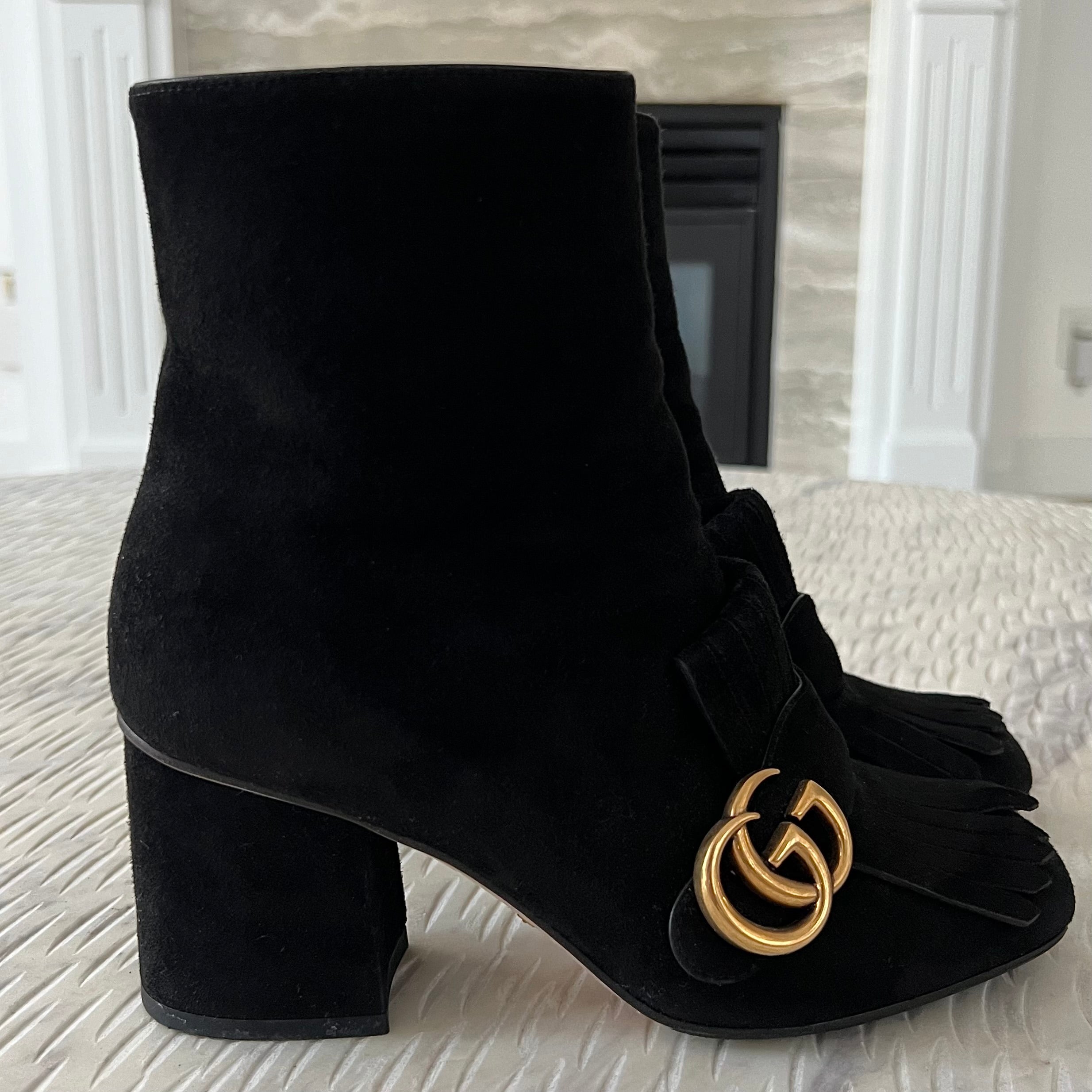 Gucci Suede Marmont Ankle Boots