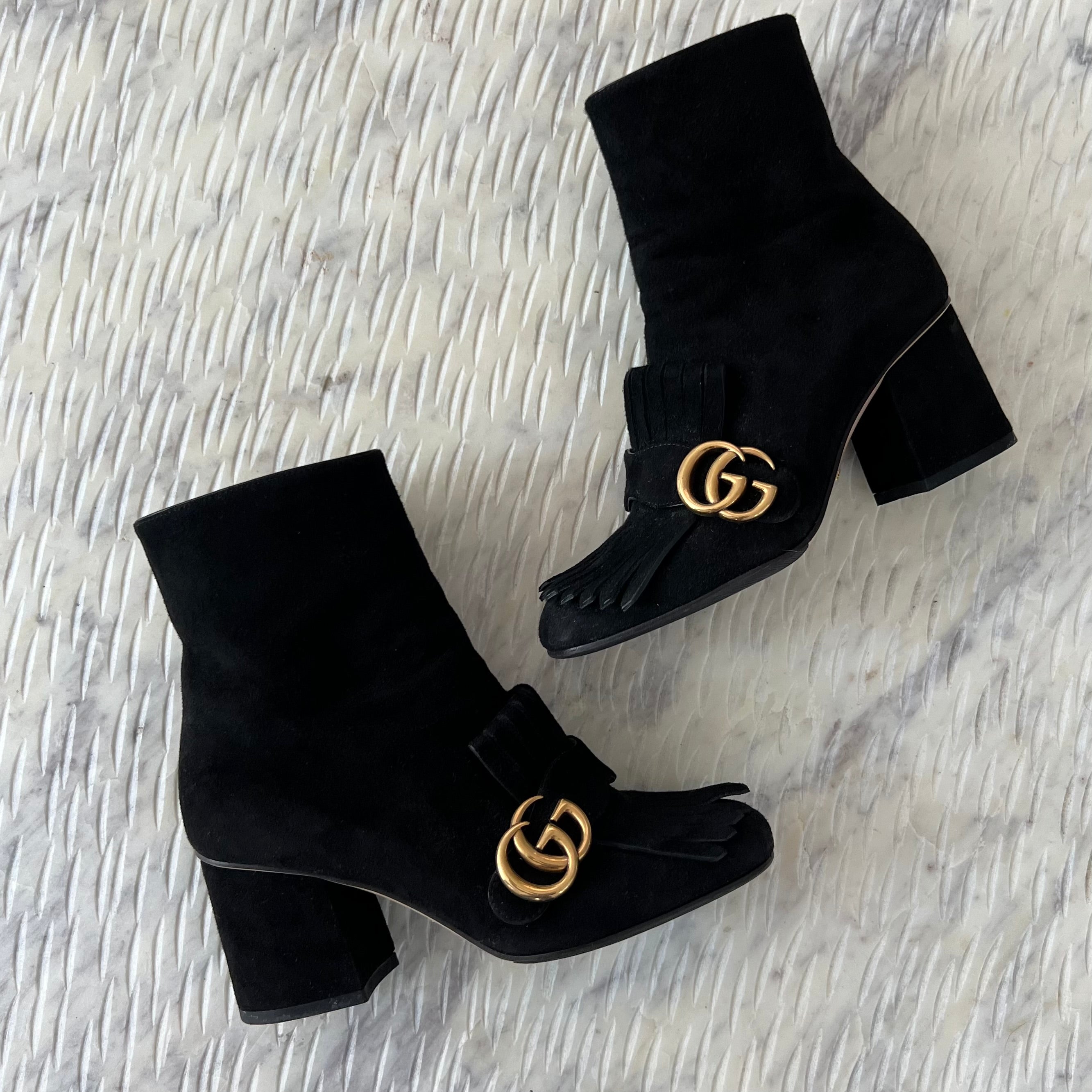 Gucci Suede Marmont Ankle Boots