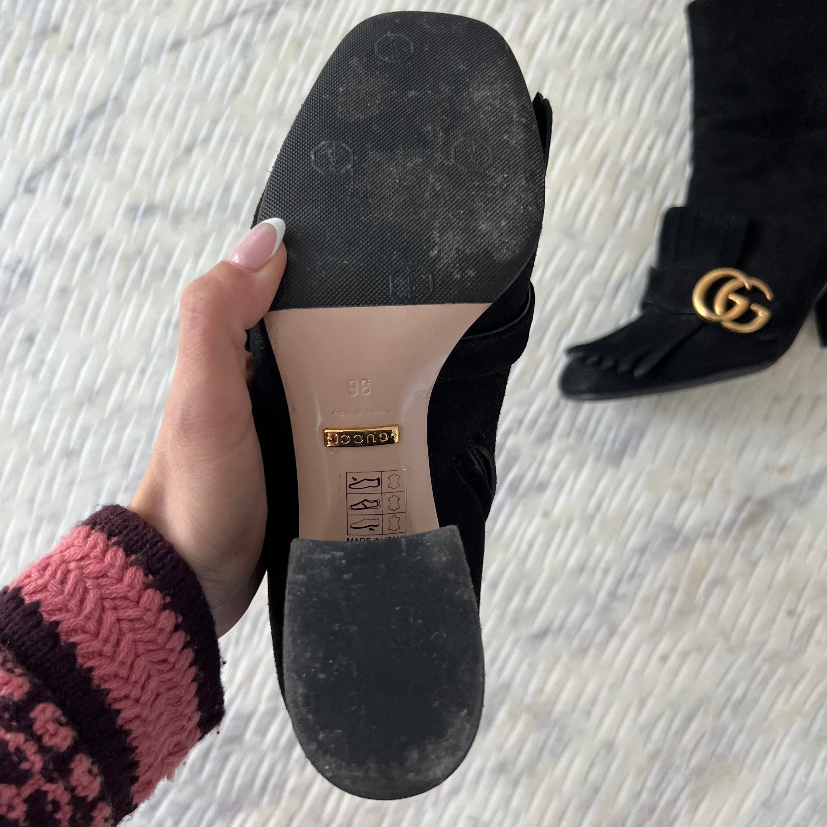 Gucci Suede Marmont Ankle Boots