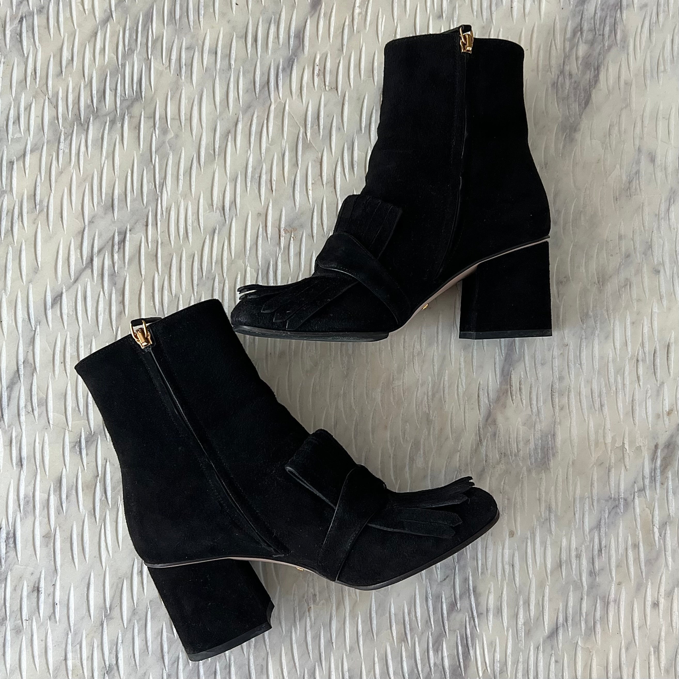 Gucci Suede Marmont Ankle Boots