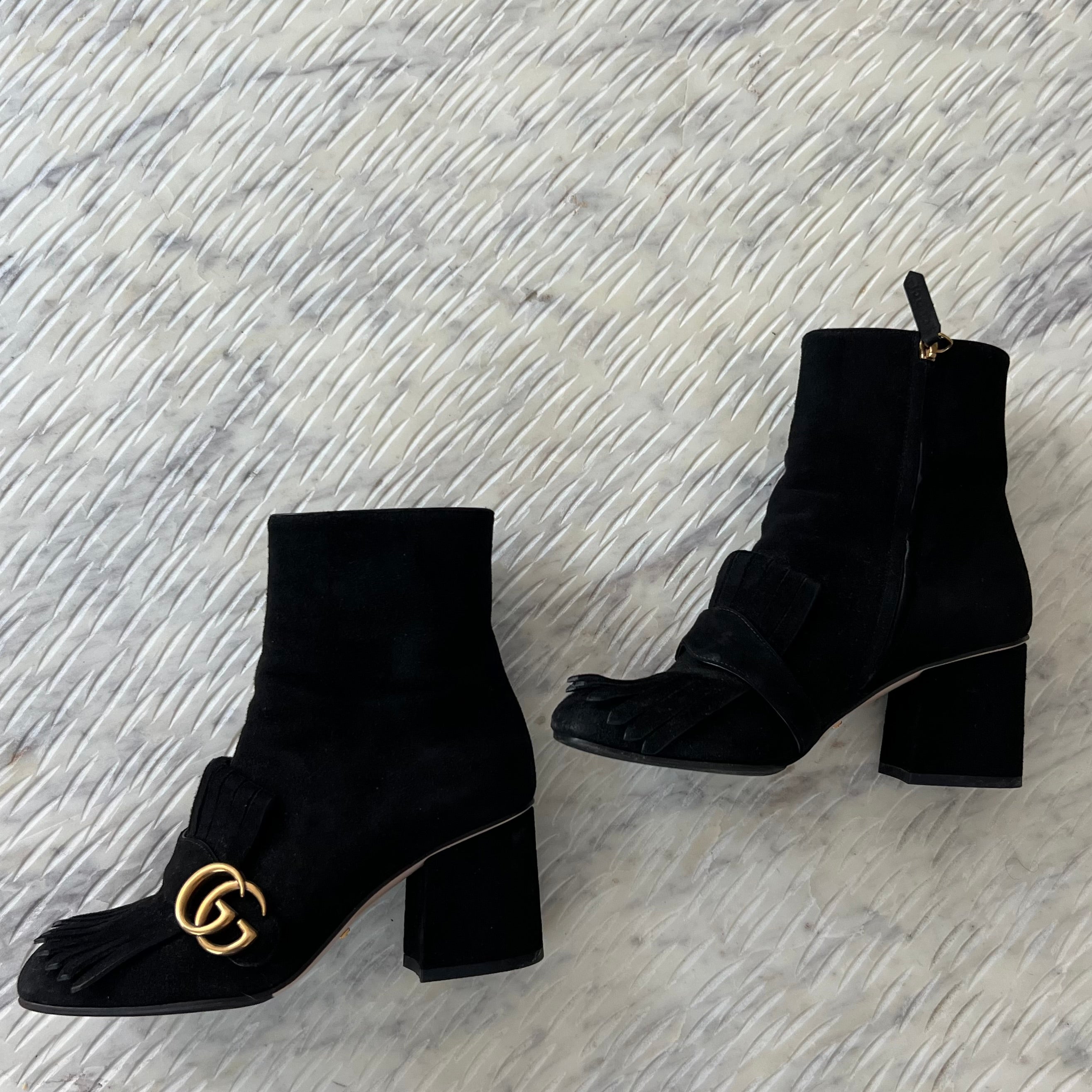 Gucci Suede Marmont Ankle Boots