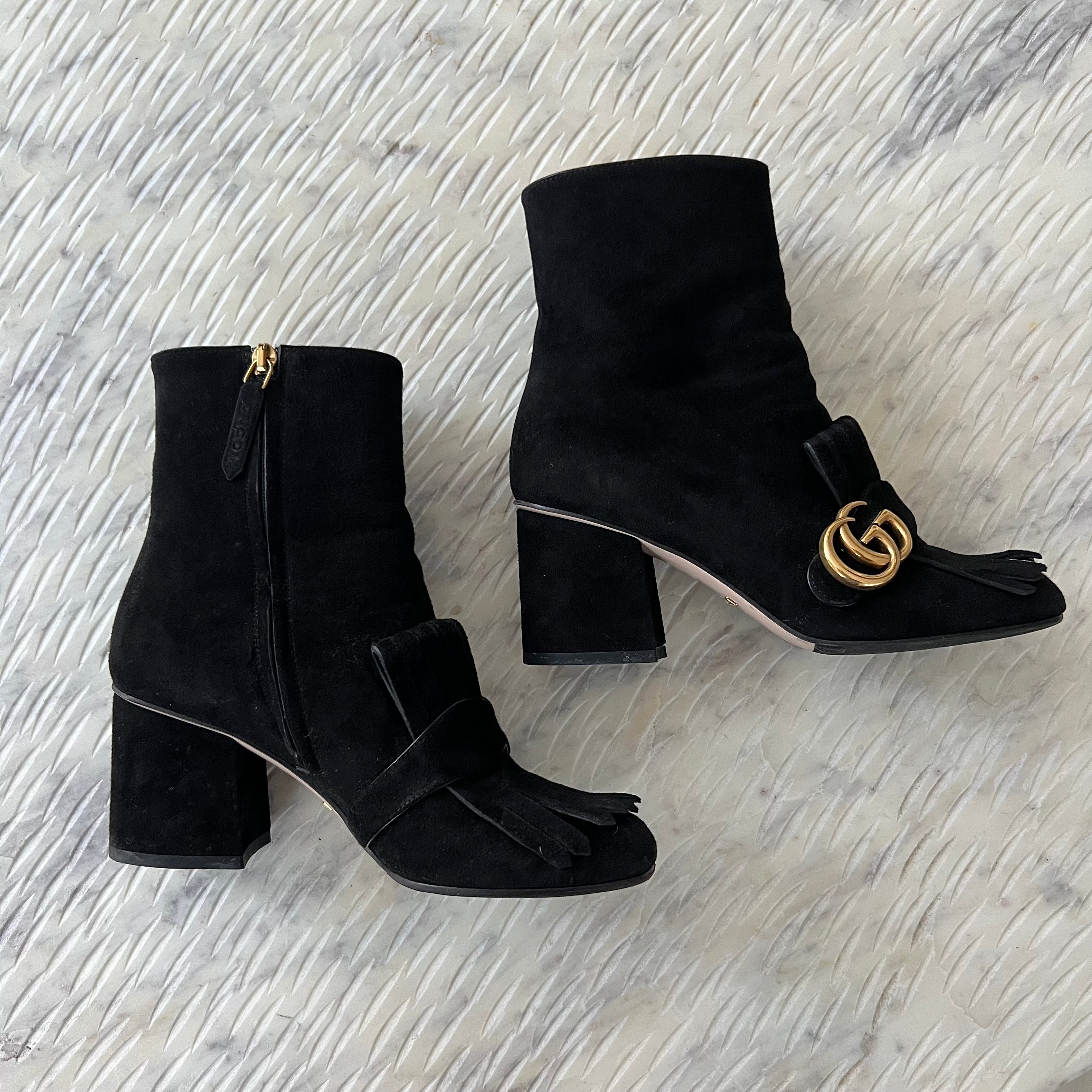 Gucci Suede Marmont Ankle Boots