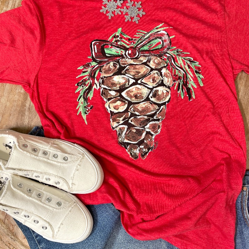 Hand-drawn Christmas Pinecone Tee